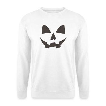 Halloween Kürbis - Unisex Pullover - Weiß - Vorne - Alina (178cm) & Michal (187cm)