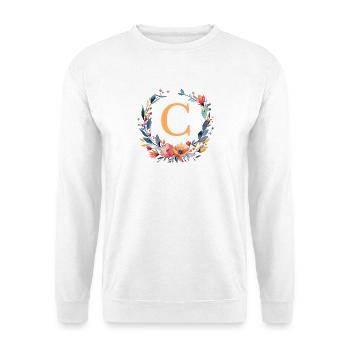 C Monogram, Flower Wreath, Personalizable - Unisex Sweatshirt - white - Front