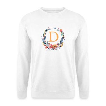 D Monogram, Flower Wreath, Personalizable - Unisex Sweatshirt - white - Front