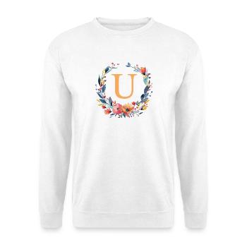 U Monogram, Flower Circle, Personalizable - Unisex Sweatshirt - white - Front