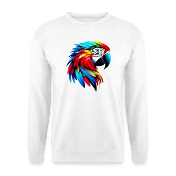 Papagei - Unisex Pullover - Weiß - Vorne - Alina (178cm) & Michal (187cm)
