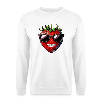 Fraise avec lunettes de soleil - Sweat-shirt Unisexe - blanc - Devant