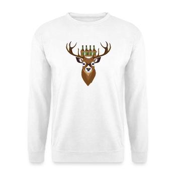 Hirsch mit Bier - Unisex Pullover - Weiß - Vorne