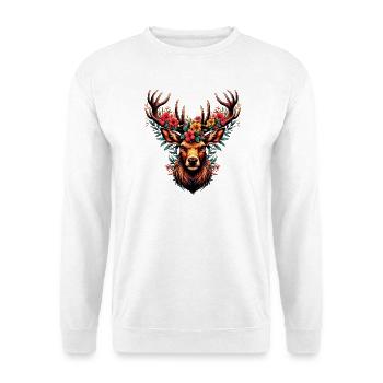 Cerf avec des fleurs - Sweat-shirt Unisexe - blanc - Devant