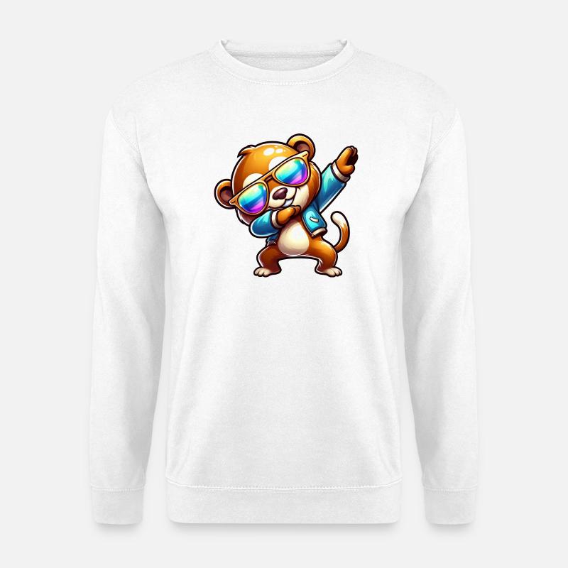 Cool Bear Dabbing Sunglasses Rainbow - Unisex Sweatshirt - white