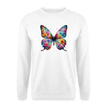 Schmetterling mit Blumen verziert - Unisex Pullover - Weiß - Vorne