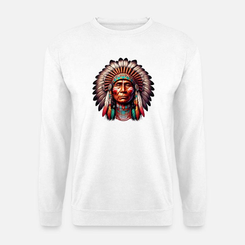 Amerikanisch, Indianer, Amerikaner - Unisex Pullover - Weiß