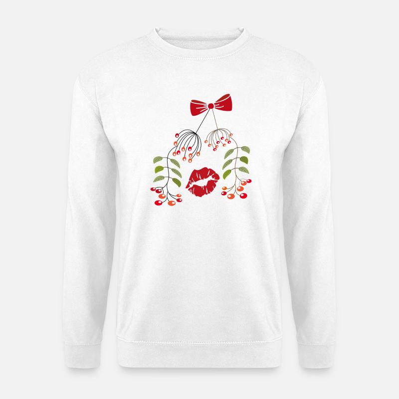Kuss unter dem Mistelzweig, Weihnachten - Unisex Pullover - Weiß