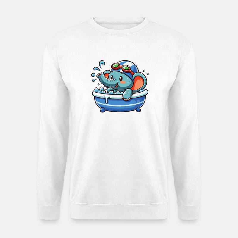 Elefant im Bad mit Taucherbrille - Unisex Pullover - Weiß
