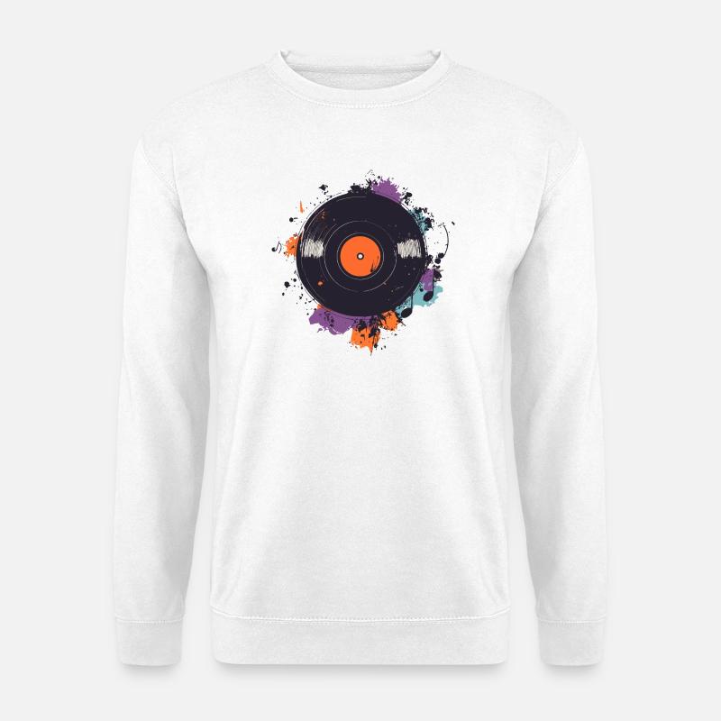 90s Schallplatte Musik Retro 80s Vintage - Unisex Pullover - Weiß