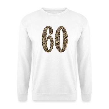 60e anniversaire - Numéro 60 Imprimé léopard - Sweat-shirt Unisexe - blanc - Devant