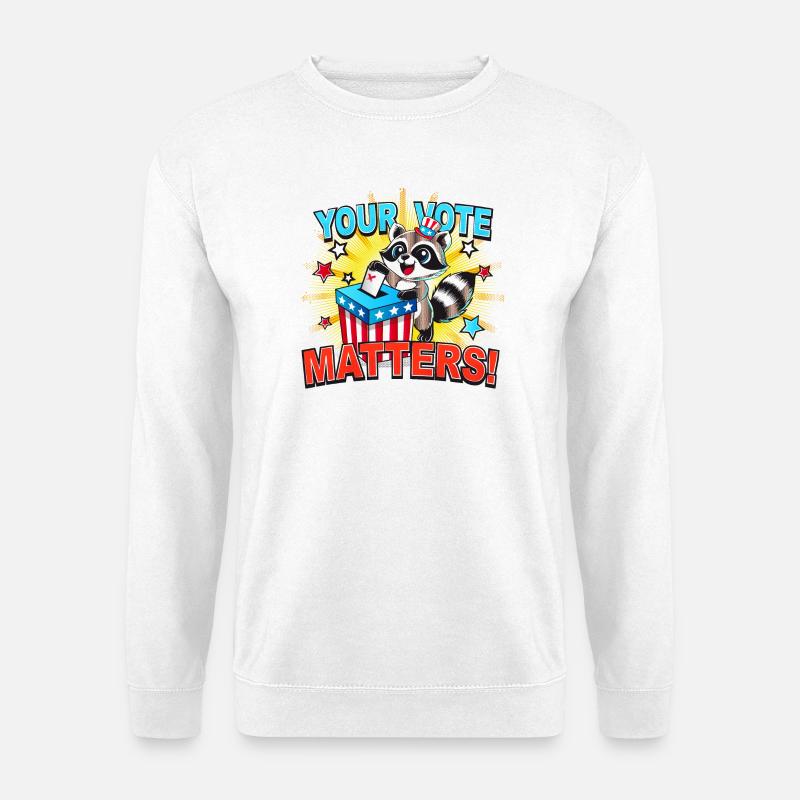 Ein Waschbär gibt seine Stimme ab,bei der US-Wahl - Unisex Pullover - Weiß