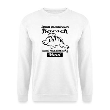 Angler Motiv mit Barsch - Unisex Pullover - Weiß - Vorne