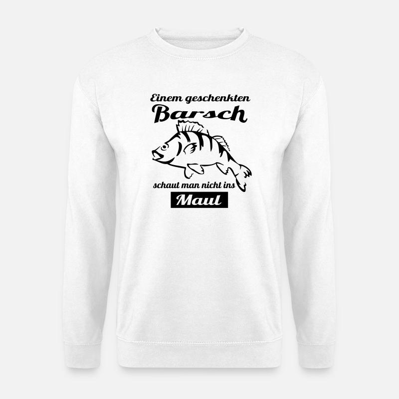 Angler Motiv mit Barsch - Unisex Pullover - Weiß