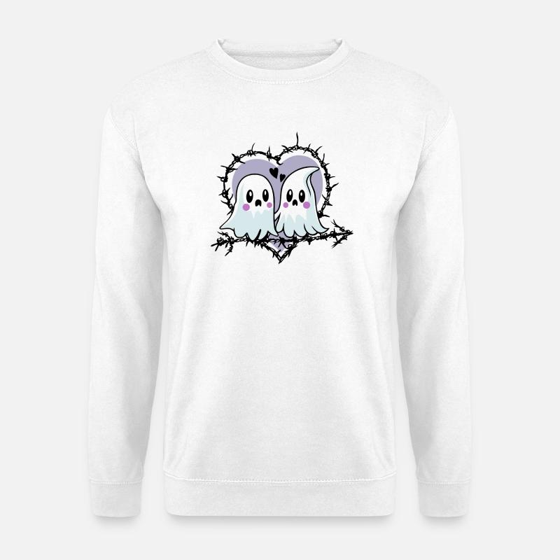 Verliebte Gespenster mit Herz zu Halloween - Unisex Pullover - Weiß