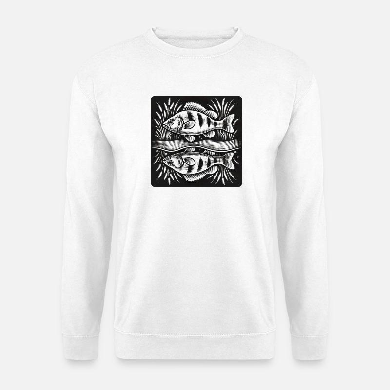 Barsch Fisch Angel Design - Unisex Pullover - Weiß