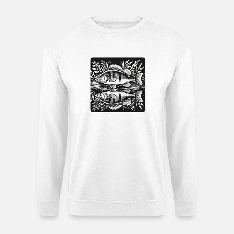 Barsch Angler Silhouette Design - Unisex Pullover - Weiß