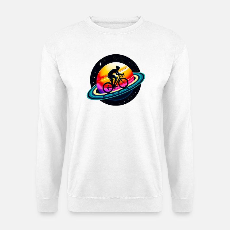 Radfahrer auf dem Saturn - Unisex Pullover - Weiß