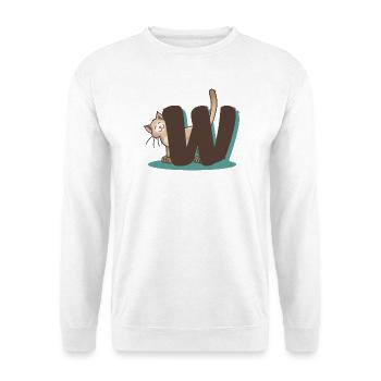 Lettre Chat W - Sweat-shirt Unisexe - blanc - Devant