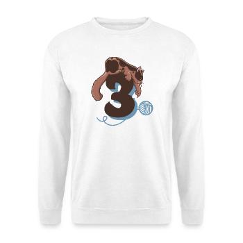 Katze Zahl 3 - Unisex Pullover - Weiß - Vorne