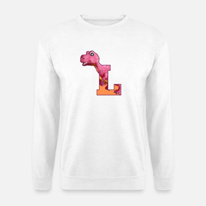 L - DINOSAURIER, Personalisierbar - Unisex Pullover - Weiß