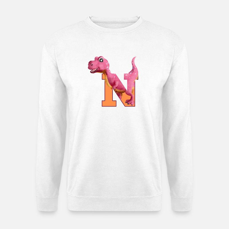 N - DINOSAURIER, Personalisierbar - Unisex Pullover - Weiß