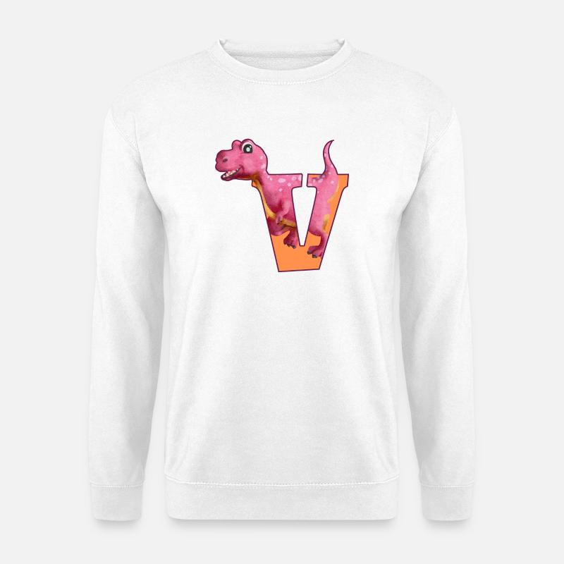 V - DINOSAURIER, Personalisierbar - Unisex Pullover - Weiß