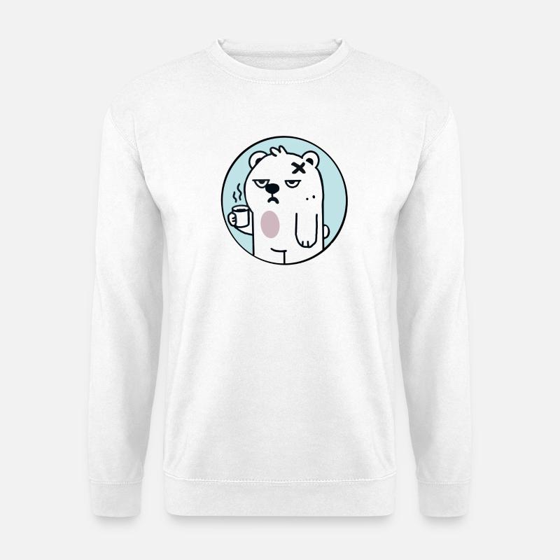 Müder Bär mit Kaffee - Unisex Pullover - Weiß