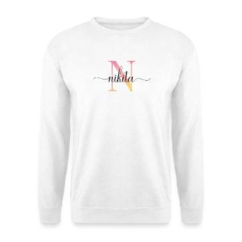 N | Monogramm | Name | Nikita |Watercolor - Unisex Pullover - Weiß - Vorne