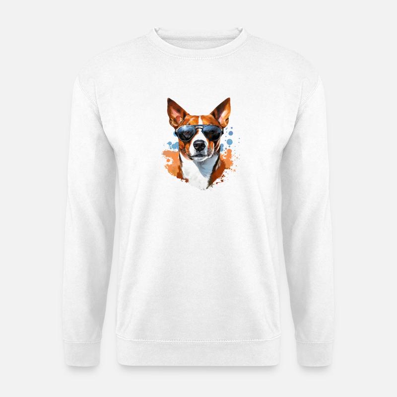 Basenji mit Sonnenbrille - Unisex Pullover - Weiß