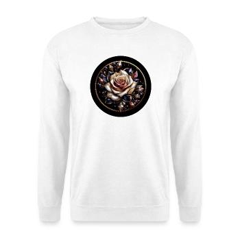 Rose im Diamantkranz - Rose Diamant Edelstein - Unisex Pullover - Weiß - Vorne
