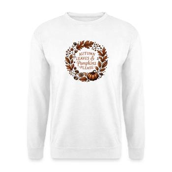 Couronne d’automne - Feuilles d’automne et citrouilles s’il vous plaît - Sweat-shirt Unisexe - blanc - Devant