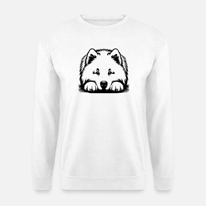Samoyed head with paws - Unisex Sweatshirt - white