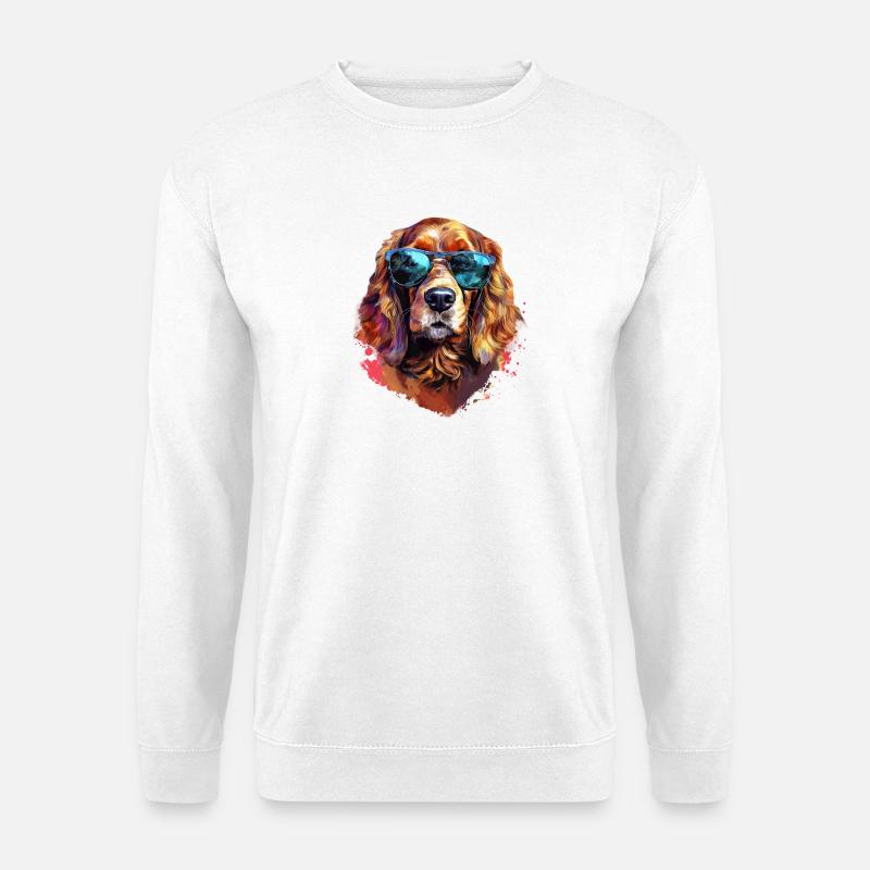 Cocker Spaniel mit Sonnenbrille - Unisex Pullover - Weiß