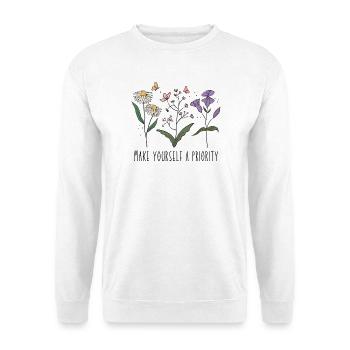 Fleurs sauvages vintage colorées avec Citation - Sweat-shirt Unisexe - blanc - Devant