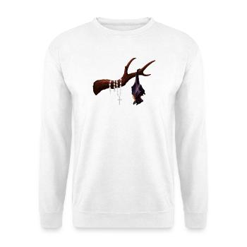 Flughund mit Ast, Rosenkränze, verschenken - Unisex Pullover - Weiß - Vorne