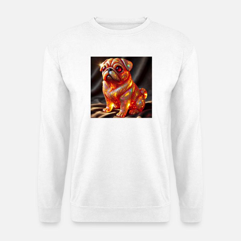Farbexplosiver Bulldog Skulptur - Unisex Pullover - Weiß