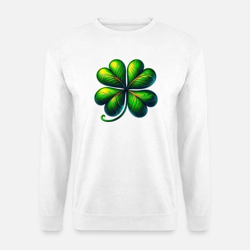 Vierblättriges Kleeblatt - Unisex Pullover - Weiß