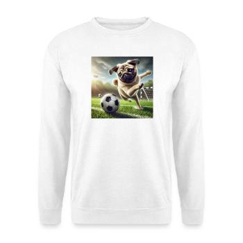 Chien joueur jouant au football - Sweat-shirt Unisexe - blanc - Devant