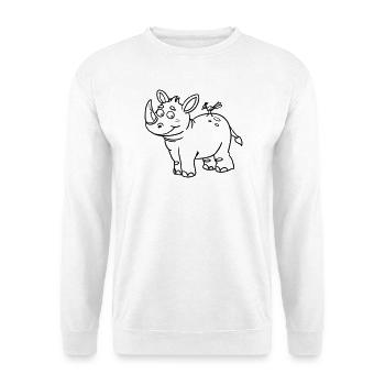 Rhino Kawaii coloring page hand-illustrated - Unisex Sweatshirt - white - Front
