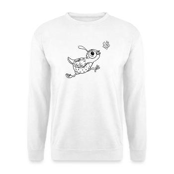 Coloring page bird with butterfly - Unisex Sweatshirt - white - Front