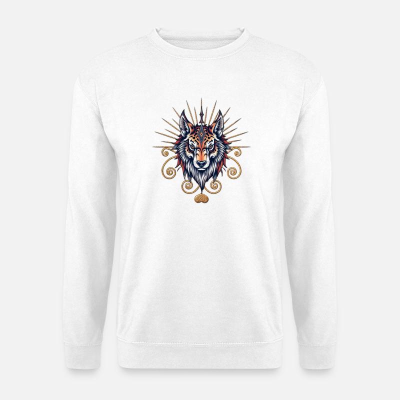 Atemberaubender Wolfskopf - Unisex Pullover - Weiß