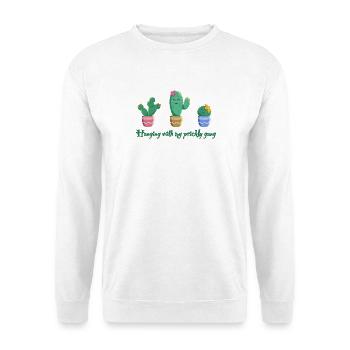 Kaktus Trio - Hanging with my gang - Unisex Pullover - Weiß - Vorne