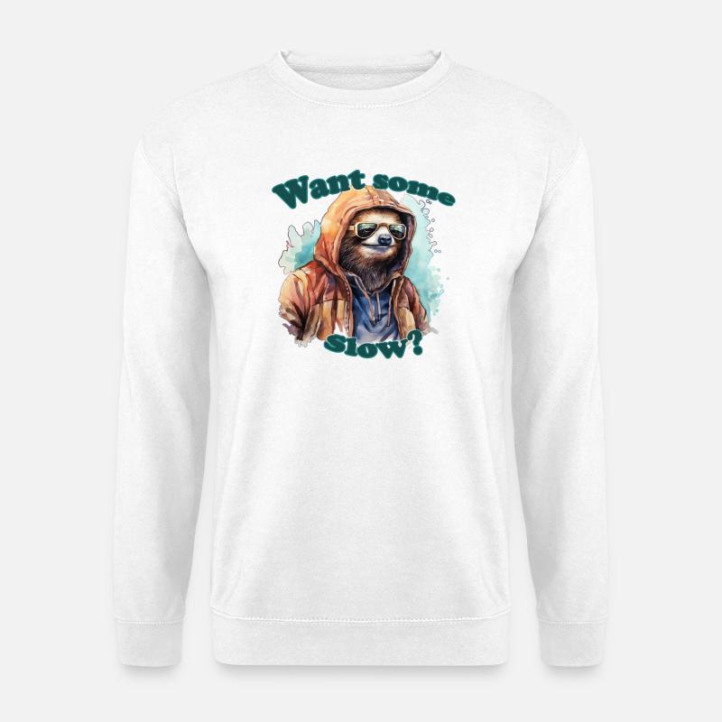 Faultier Bunte Wasserfarben Text - Unisex Pullover - Weiß