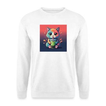Niedliche Katze mit Bubble Tea - Unisex Pullover - Weiß - Vorne
