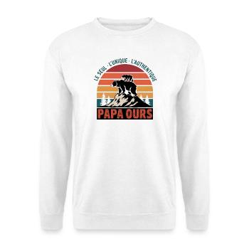 Papa Ours - Le Seul, L'unique, L'authentique - Sweat-shirt Unisexe - blanc - Devant
