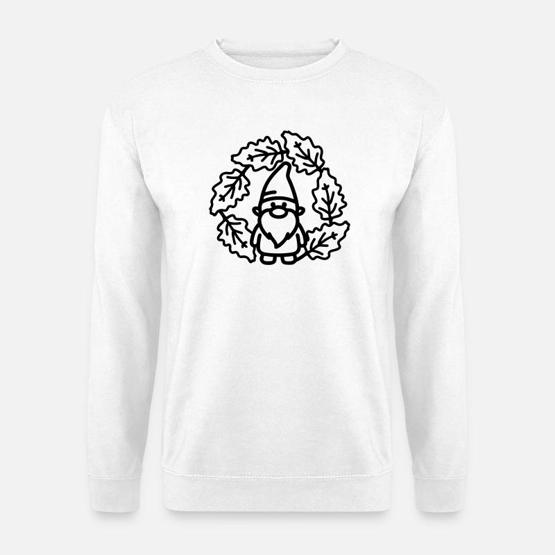 Zwerg im Blätterkranz - Unisex Pullover - Weiß
