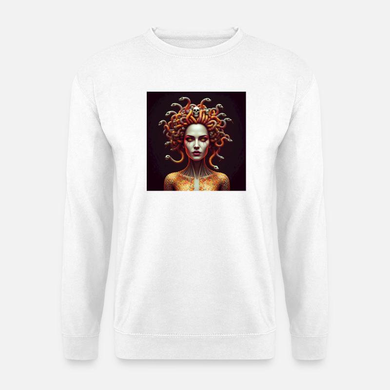 Medusa Inspiriertes Kunstportrait Schlangen  - Unisex Pullover - Weiß