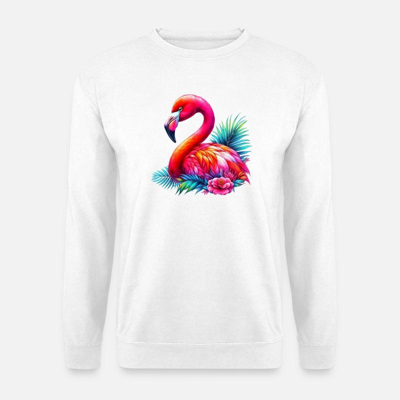 Flamingo - Unisex Pullover - Weiß