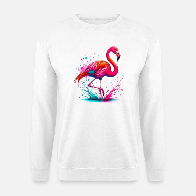 Flamingo - Unisex Pullover - Weiß